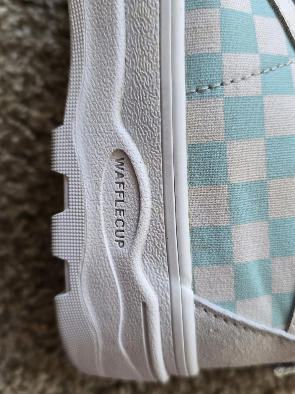 Vans High-Top Checkerboard Sneakers in Teal and White - Picture 2 of 8